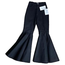 Pantalón acampanado de denim negro Alaïa