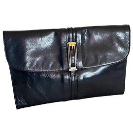 Lancel Pochette in pelle vernice blu navy