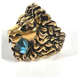 Anillo de León en Oro y Piedra Azul Claro Gucci