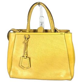 Borsa a spalla in pelle gialla Fendi