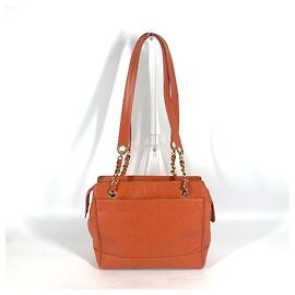 Bolso Tote Chanel de piel caviar naranja