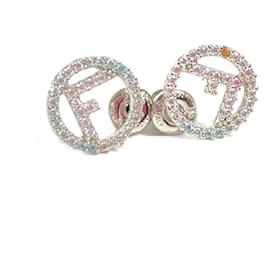 Orecchini Fendi con strass in argento e blu