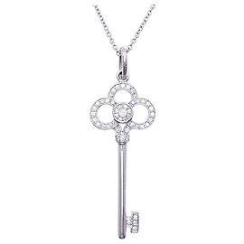 Tiffany & Co. Crown Key 750WG Diamond Pendant Necklace