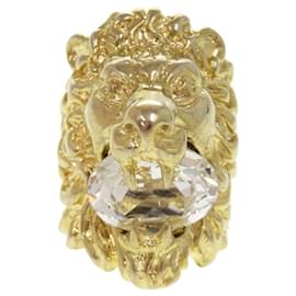 Gucci Lion Head Metal Stone Gold Ring