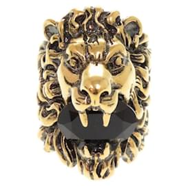 Gucci Lion Head Gold Band Ring Ring