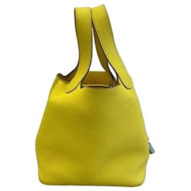 Borsa Picotin in pelle granulata giallo - Hermès