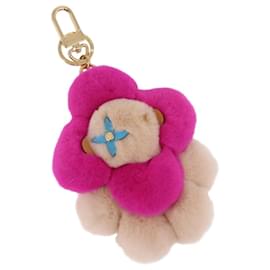 LOUIS VUITTON Charm per Borsa Vivienne in Visone con Pelliccia Beige Oro M00870 LV Auth 191658SM