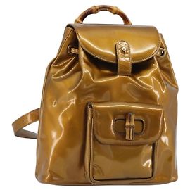 Zaino GUCCI Bamboo in pelle vernice Bronze Gold 003 1705 0030 Auth 189694