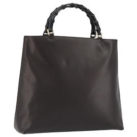 Borsa a mano GUCCI Bamboo in pelle marrone oro 002 0505 Auth bs35974