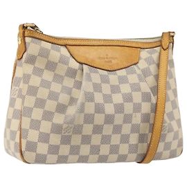 LOUIS VUITTON Borsa a tracolla Damier Azur Siracusa PM N41113 LV Auth BA13770