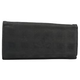 CHANEL Neue Travel Long Wallet Nylon Schwarz Silber CC Auth bs36031