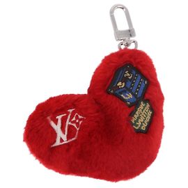 LOUIS VUITTON Charm per borsa Monogram LV Lucky Heart Rosso Argento M03171 Auth 191543SM