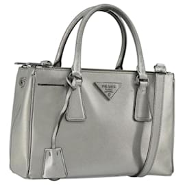 Borsa a mano PRADA Galleria in pelle Safiano 2 modi Argento Autentica 190490A