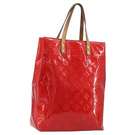 LOUIS VUITTON Monogram Vernis Reade MM Hand Bag Red Rouge M91086 LV Auth gh2202