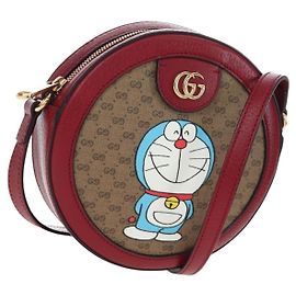 GUCCI Doraemon Micro GG Supreme Tasche aus PVC und Leder Beige 625216 Auth ka5138M
