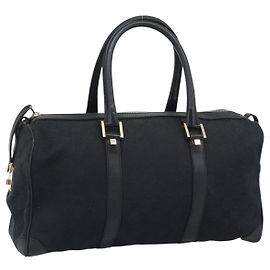 Bolsa Boston GUCCI GG Canvas Preta Dourada 000 0846 Auth fm5397V