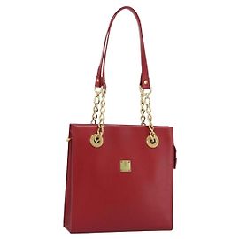 Borsa a Spalla MCM in Pelle Rossa e Oro Auth ar14008