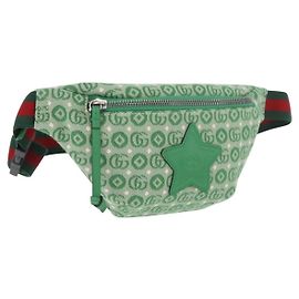 Marsupio per bambini GUCCI Sherry Line in tela verde argento 502095 Auth BA13773V