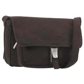 Sac à bandoulière Miu Miu en jersey de coton marron argent Auth 191297A