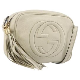 Borsa a tracolla GUCCI in pelle bianco oro 308364 Auth mr2693