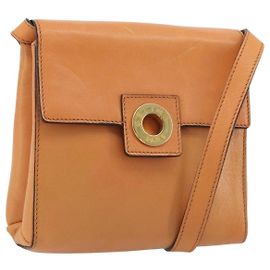 Céline CELINE Circle Schultertasche Leder Orange Gold Auth 190471A