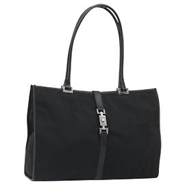 Bolsa Tote GUCCI Jackie Canvas Preto Prata 002 1074 Auth hk3882