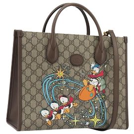 GUCCI GG Supreme Donald Duck Hand Bag PVC 2way Beige Gold 648134 Auth ep15080M