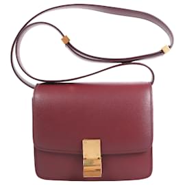 Celine Classic Box Kleine Leder Schultertasche in Burgundy - Céline