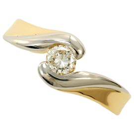Autre Marque 18K Gelbgold und Platin Diamant Ring