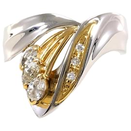 Anello a fascia elegante in oro giallo 18K e platino - Autre Marque
