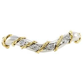Autre Marque Anello a fascia in oro giallo 18K e platino con diamante