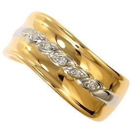 Autre Marque 18K Gelbgold- und Platin-Ring mit Diamant