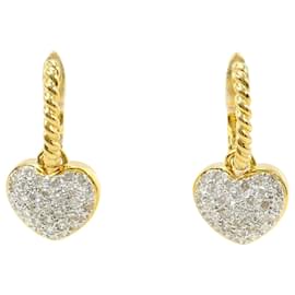 Orecchini a cerchio in oro giallo 18K e oro bianco con diamanti - Autre Marque