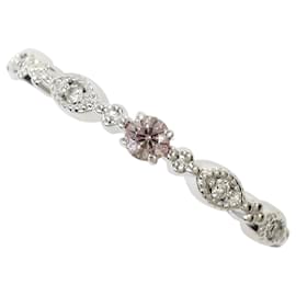 Anello a fascia in oro bianco 18K con diamante rosa - Autre Marque