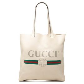 Gucci Logo Print Tote Bag Schultertasche