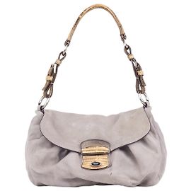 Borsa a tracolla hobo Prada 2000s in scamosciato e lucertola con fibbia