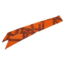 Sciarpa Hermès Twilly BOLDUC in seta arancione