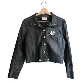 Courreges Courrèges Chaqueta de vinilo negro con logo