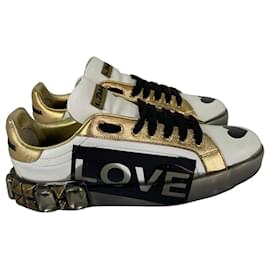 Dolce & Gabbana Sneakers Portofino Crystal Stud Heart Love