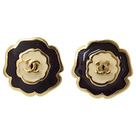 Chanel 03P Camellia Coco Mark Clip-Ohrringe