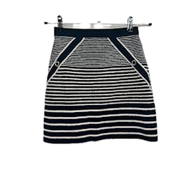 Falda de rayas Maje de algodón azul marino Talla 36