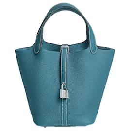 Hermès Borsa in pelle blu "Picotin Lock"