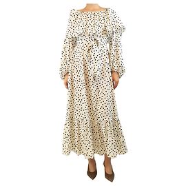 Autre Marque Abito maxi a pois bianco e nero con spalle scoperte - taglia UK 10