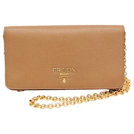 Portafoglio con catena/a tracolla in pelle da donna Prada