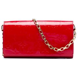 Portafoglio con catena Louis Vuitton Monogram Vernis Rosso