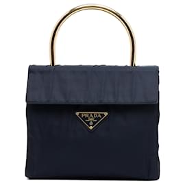 Borsa Prada Black Tessuto Metal Top Handle