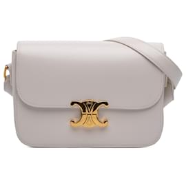 Céline Celine White Classique Shiny Calfskin Triomphe Crossbody