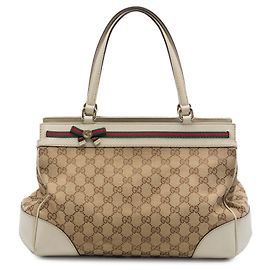 Tote Mayfair em canvas GG bege da Gucci