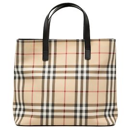 Tote in tela rivestita Burberry Beige House Check