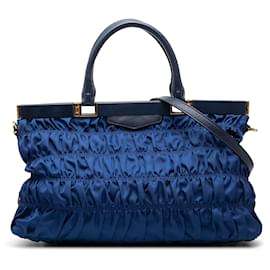 Borsa a tracolla Prada Blue Tessuto Gaufre con struttura